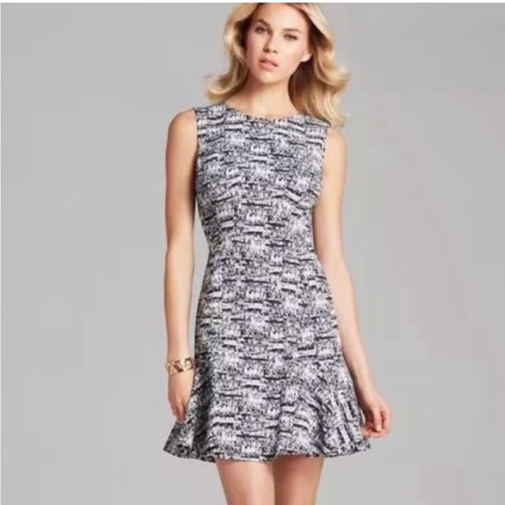 Diane Von Furstenberg Jaelyn‎ Professional Drop Waist Dress Black & White 10